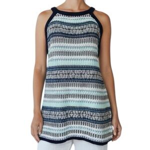 Anthropologie Moth ‘Inside out’’ Knit Sleeveless Sweater Striped Blue SZ L